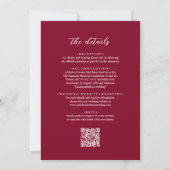 QR Code Moderne Bourgogne Foto Kalligrafie Bruilof Kaart (Achterkant)