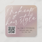 QR-code moderne chic make-up en haarstijl Vierkante Visitekaartje (Voorkant)