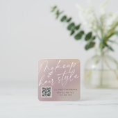 QR-code moderne chic make-up en haarstijl Vierkante Visitekaartje (Staand voorkant)