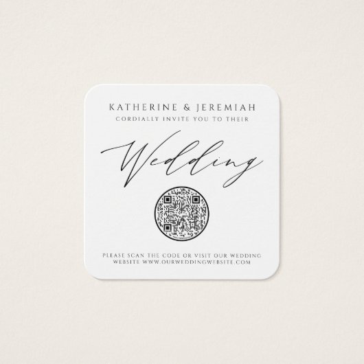 QR Code Moderne Élégant Mariage Invitation (Devant)