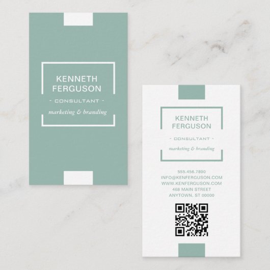 QR Code Moderne Entreprise Lumière Carte de visite (Devant / Derrière)