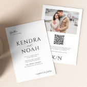 QR code moderne FOTO zwart-wit bruiloft Kaart