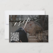 QR code moderne kalligrafie foto bruiloft RSVP Kaartje (Voorkant)