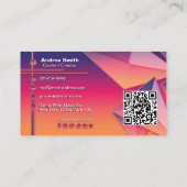 QR Code Moderne kleine kleurrijke gradiënt Tech 3D Visitekaartje (Achterkant)