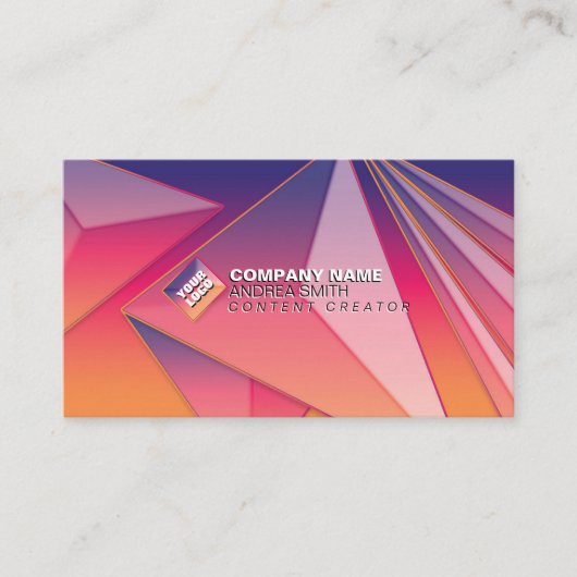 QR Code Moderne kleine kleurrijke gradiënt Tech 3D Visitekaartje (Voorkant)