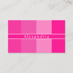 QR-code Moderne naam Hot Pink Stripes Visitekaartje
