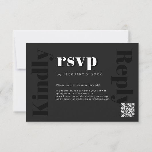 QR CODE moderne noir en ligne mariage réponse rsvp (Devant)