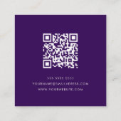 QR-code | Moderne Paarse notaris Vierkante Visitekaartje (Achterkant)
