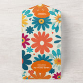 QR Code Moderne Retro 70's Daisy Bruiloft All In One Uitnodiging (Buitenkant)