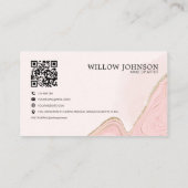 QR-code Moderne roze goudglitter Professional Visitekaartje (Achterkant)