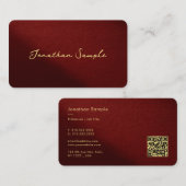 QR Code Moderne Sjabloon Bordeaux Gouden Typografi Visitekaartje (Voorkant / Achterkant)