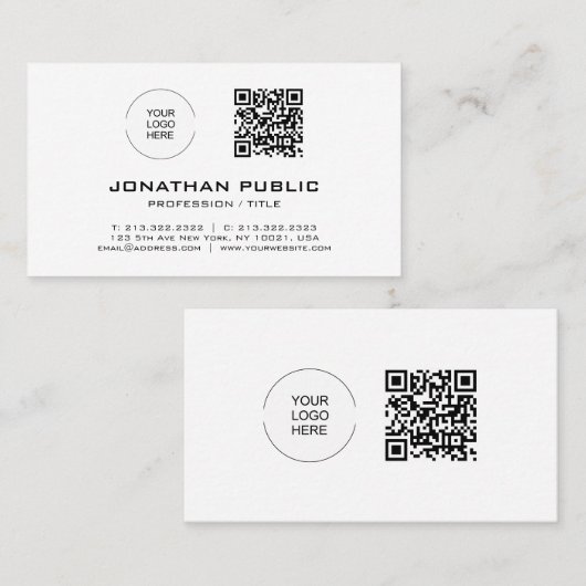 QR Code Moderne Sjabloon Elegante Barcode Trendy Visitekaartje (Voorkant / Achterkant)