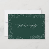 QR Code Moderne Smaragd Groene Elegante Leaf Bruil RSVP Kaartje (Voorkant)