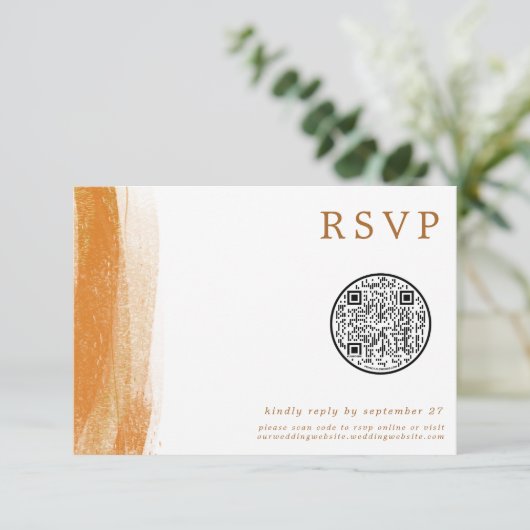 QR Code Moderne Terracotta Gold Foil Mariage RSVP (Debout devant)