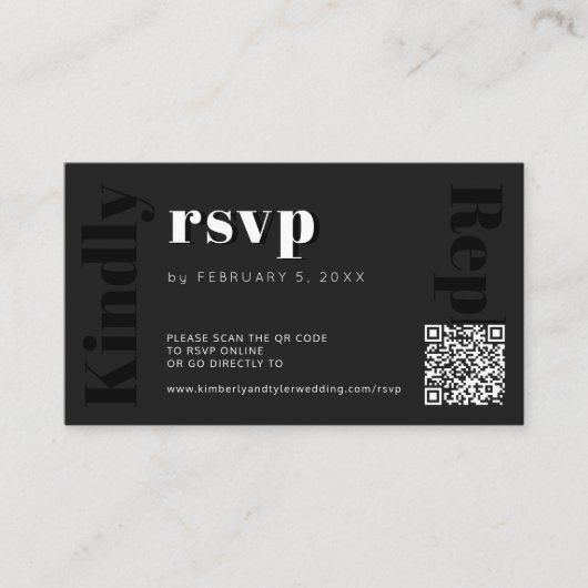 QR CODE moderne trouwwebsite rsvp online Informatiekaartje (Voorkant)