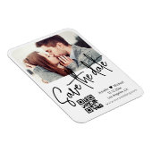 qr code moderne witte trouwfoto behalve datum magneet (Rechterzijde)