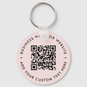 QR-code | Moderne zakelijke Blush roze ronde Sleutelhanger (Voorkant)