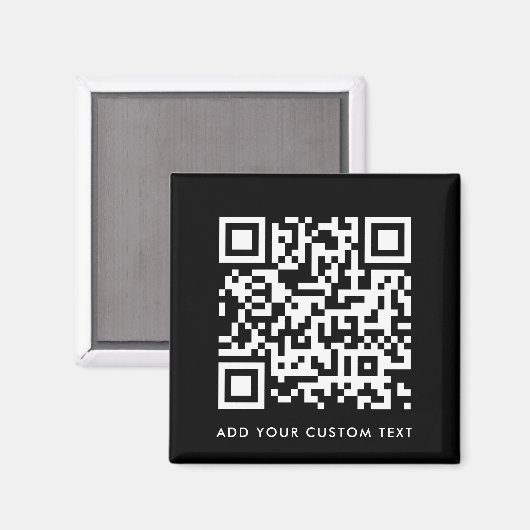 QR-code | Moderne zwarte aangepaste tekst minimuma Magneet (Voorkant / Achterkant)