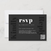 QR CODE moderne zwarte online bruiloft Rsvp (Voorkant)