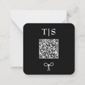 QR Code Monochroom Zwart Wit Website Bruiloft Notitiekaartje (Voorkant)