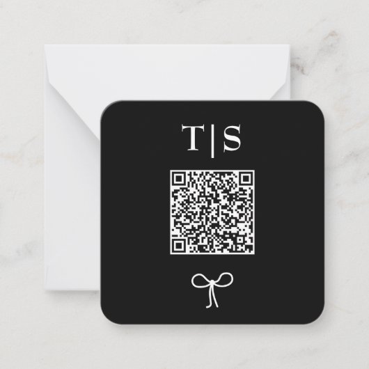 QR Code Monochroom Zwart Wit Website Bruiloft Notitiekaartje (Voorkant)