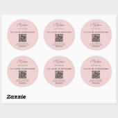 QR Code Monogram Logo Roze Bakkerij Business Stick Ronde Sticker (Vel)