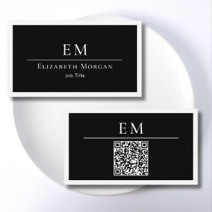QR Code Monogram Logo Zwart Wit Minimal Modern Visitekaartje