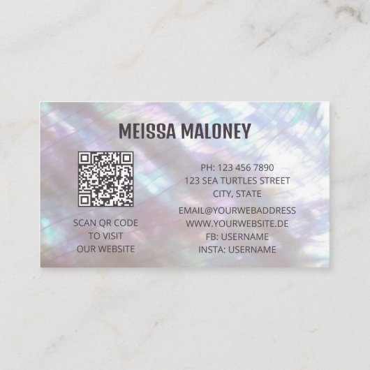 QR-code | Monogram Pearl Luxury Visitekaartje (Achterkant)
