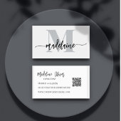 QR Code Monogram Zwart Wit Elegant Visitekaartje