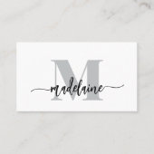 QR Code Monogram Zwart Wit Elegant Visitekaartje (Voorkant)