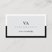 QR Code Monogram Zwart Wit Grijs Fotografie Visitekaartje (Voorkant)