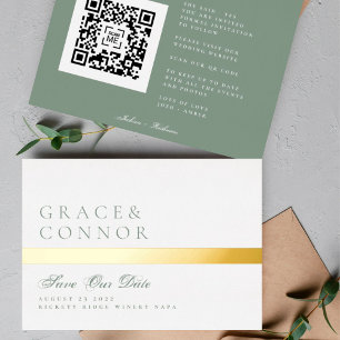QR Code Mosgroene Streep Foto Save The Date Folie Uitnodiging