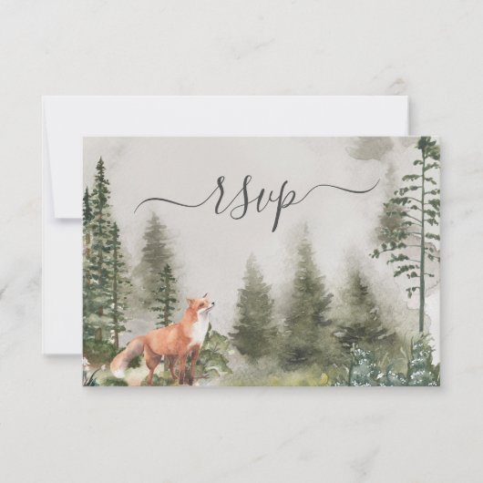 QR Code Mountain Forest Rustic Woods Wedding RSVP (Devant)