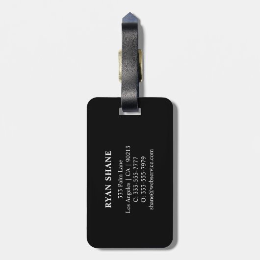 QR-code, naam en info, zwart en wit, elegant Bagagelabel (Achterkant verticaal)