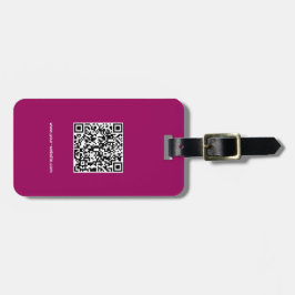 QR Code, Naam & Info, Maroon & Wit, Elegant Bagagelabel