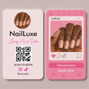 QR Code Nagelstylist Blush Roze Foto Visitekaartje