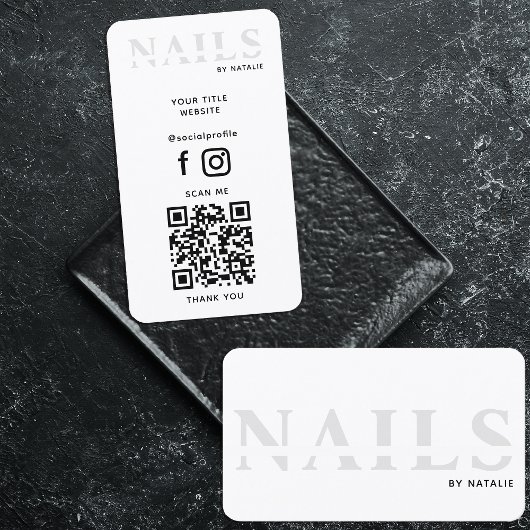 QR Code Nail Salon Nail Technician Branding Cool Visitekaartje