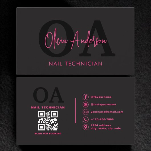 QR Code Nail Specialist Artiest Moderne Typografie Visitekaartje