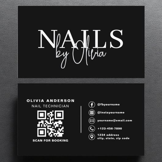 QR Code Nail Specialist Artiest Moderne Typografie Visitekaartje