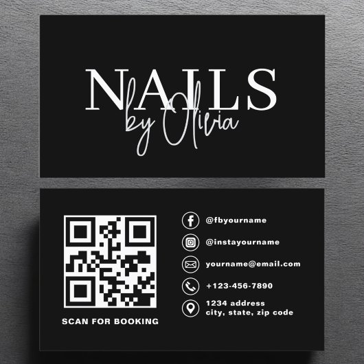 QR Code Nail Specialist Artiest Moderne Typografie Visitekaartje