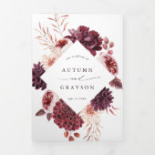 QR Code najaar Romance Waterverf Floral bruiloft Drieluik Uitnodiging (Cover)