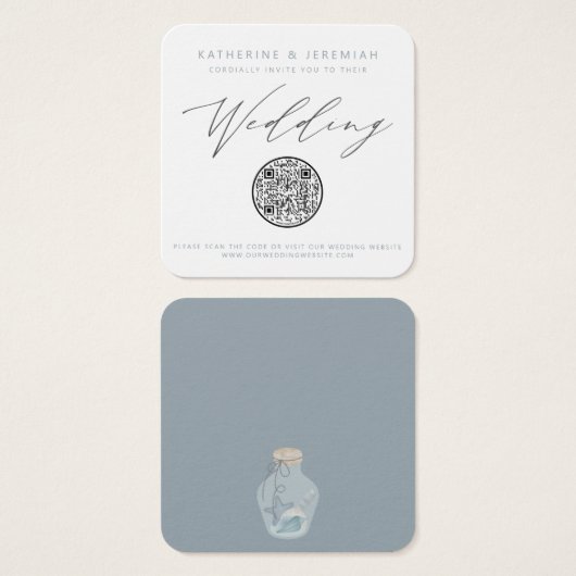 QR Code Nautical Beach Seashell Faire-part de mari (Devant & derrière)