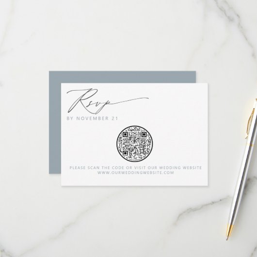 QR Code Nautical Beach Seashell Mariage RSVP (Devant/Arrière en situation)