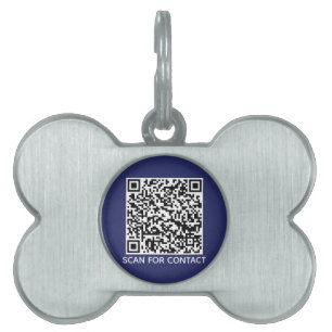 QR-code navy scannable contactloze contactgegevens Huisdieren Naamplaatje