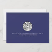 QR Code Navyblauw Botanisch Foto Save the Date (Achterkant)
