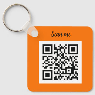 QR Code Neon Sinaasappel Elegant Business Sleutelhanger
