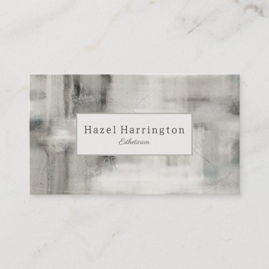 QR Code Neutraal Abstract Visitekaartje Zacht Grij (Voorkant)