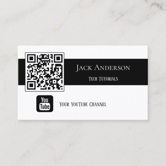 QR Code noir et blanc Vlogger Carte de visite (Devant)