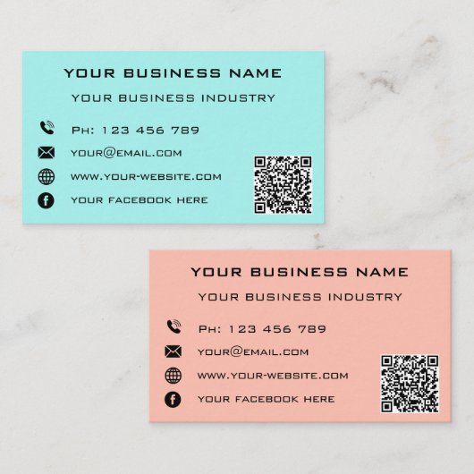 QR Code Nom Adresse Coordonnées Carte de visite (Devant / Derrière)