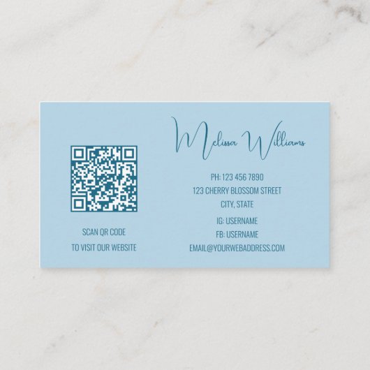 QR Code Ocean Wave Initialen Visitekaartje (Achterkant)